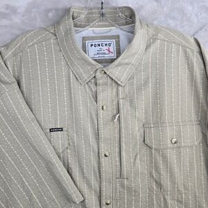Poncho Mens XXL Glenwood Short Sleeve Button Up Shirt Tan Magnetic Pockets